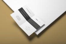 Load image into Gallery viewer, Free Editorial Mockup Set with Stationery Items Like Business Cards and A4 Paper