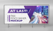 Load image into Gallery viewer, Free Set of 2 Business Banner Sign Mockups Indoor Happenings