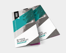 Load image into Gallery viewer, Free Super-Clean Bi-fold DL Leaflet Mockups (Includes Multiple Variations)