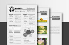 Load image into Gallery viewer, Free CV Resume Template for Microsoft Word, Illustrator (AI) and Photoshop (PSD) Formats