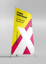 Load image into Gallery viewer, Free X-Stand Advertisement Banners Mockup 4 Views or Angles