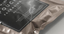Load image into Gallery viewer, Free Metal Foil Packaging Mockup Perspective View
