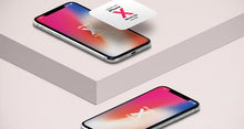 Load image into Gallery viewer, Free iPhone X Psd Mockup Isometric Top Front View
