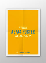 Load image into Gallery viewer, Free A3 or A4 Poster Mockup
