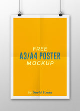 Load image into Gallery viewer, Free A3 or A4 Poster Mockup
