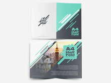 Load image into Gallery viewer, Free A4 Half Fold Flyer Mockups
