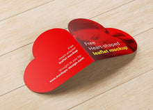 Load image into Gallery viewer, Free Heart-Shaped Valentines Day Leaflet Mockup
