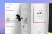 Load image into Gallery viewer, Free 4-Fold Brochure PSD Mockup
