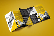 Load image into Gallery viewer, Free 5 Views of a Z-Folded Flyer Mockup
